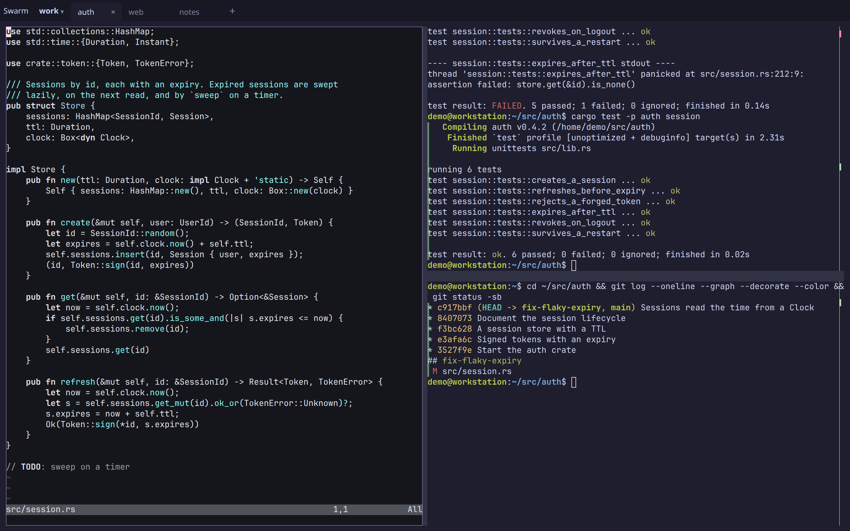 Tabs and splits in the browser